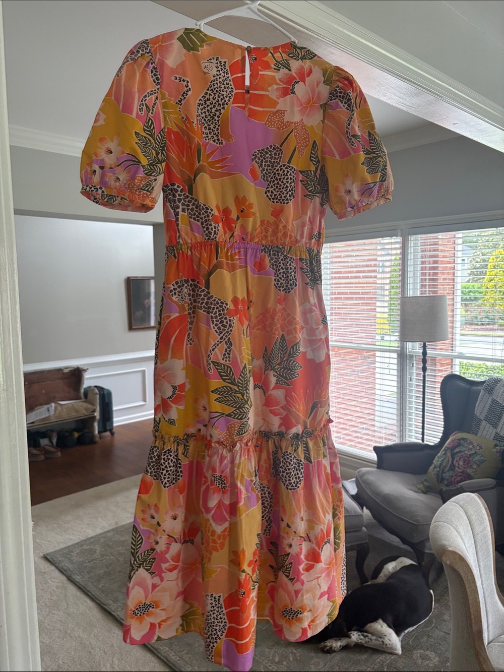 FARM Rio Pink, Orange & Yellow Floral Leopard-Print Midi Dress - Picture 3 of 5